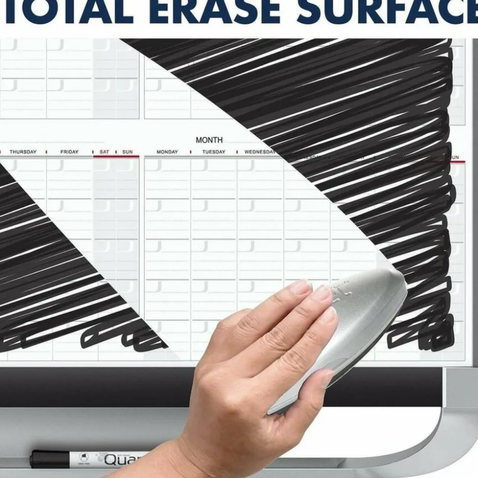 Quartet Prestige 2 Magnetic Dry-Erase 12 Month Calendar Board, 36" x 24", Total Erase Surface