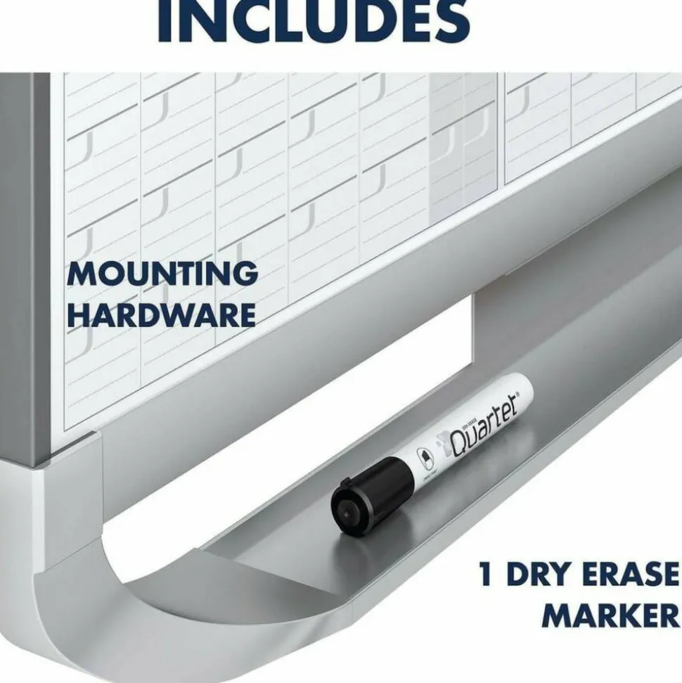 Quartet Prestige 2 Magnetic Dry-Erase 12 Month Calendar Board, 36" x 24", Total Erase Surface