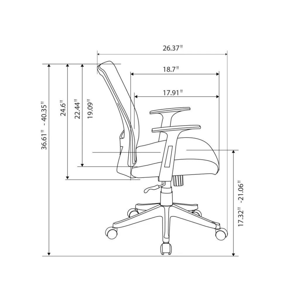 Radley Mesh Mid-Back Task Office Chair, Black, BIFMA Compliant
