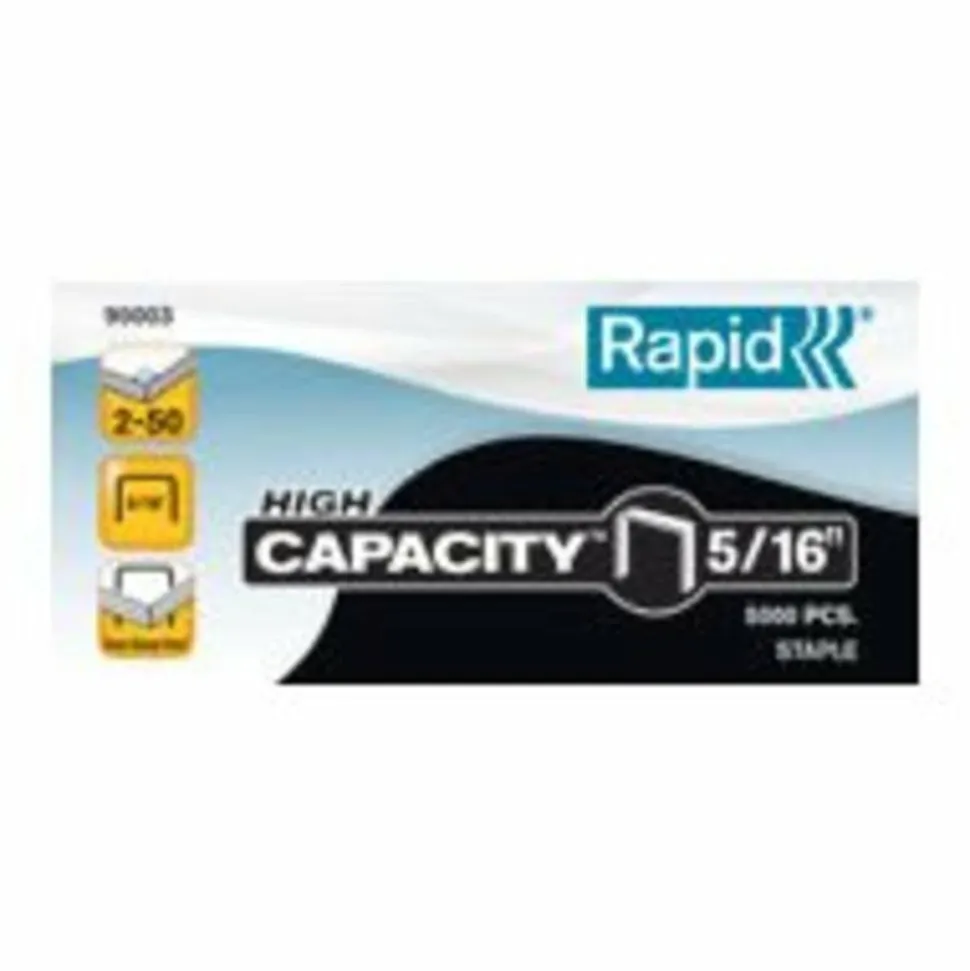 Rapid High-Capacity Galvanized Staples, 5/16", Box Of 5,000