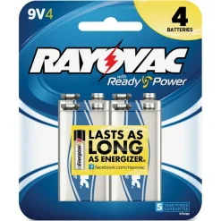 Rayovac High Energy Premium Alkaline 9V Batteries, 4/Pack