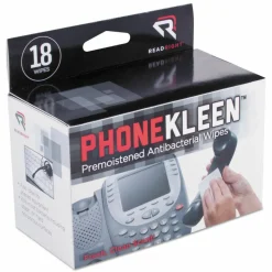 Read Right PhoneKleen Premoistened Antibacterial Wipes, Cloth, 5 x 5, 18/Box