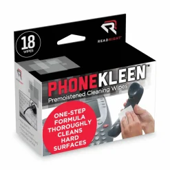 Read Right PhoneKleen Premoistened Antibacterial Wipes, Cloth, 5 x 5, 18/Box