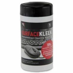 Read Right SurfaceKleen Premoistened Alcohol Cleaning Wipes, 6.38 x 5.4, Tub, Unscented, White, 75/Pack