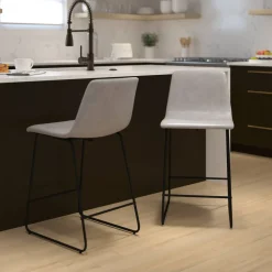 Reagan 24 inch LeatherSoft Counter Height Barstools in Light Gray, Set of 2