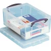 Really Useful Box Plastic Storage Container With Built-In Handles And Snap Lid, 9 Liters, 10 1/4" x 14 1/2" x 6 1/4", Clear