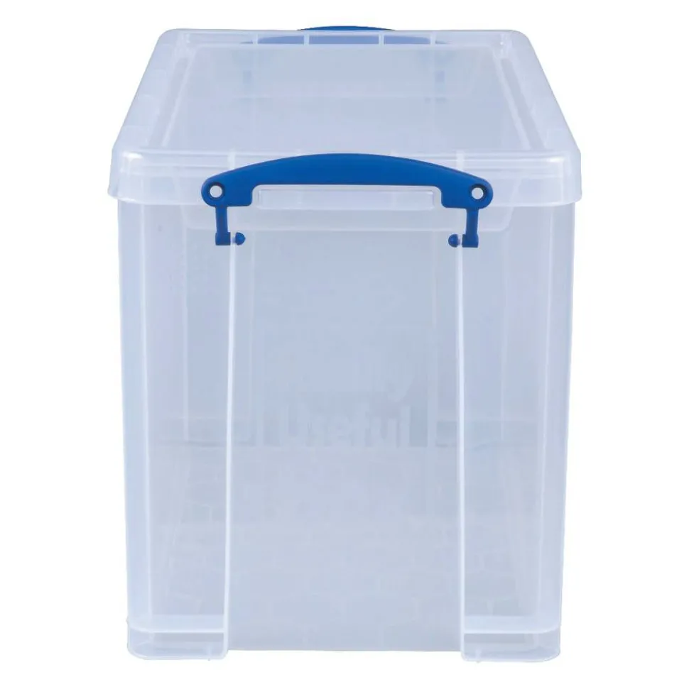 Really Useful Box Plastic Storage Container With Built-In Handles And Snap Lid, 19 Liters, 14 1/2" x 10 1/4" x 11 1/8", Clear
