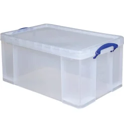 Really Useful Box Plastic Storage Container With Handles/Latch Lid, 28" x 17 5/16" x 12 1/4", Clear