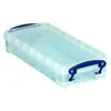 Really Useful Box Plastic Storage Container With Built-In Handles And Snap Lid, 0.55 Liter, 8 1/2" x 4" x 1 3/4", Clear