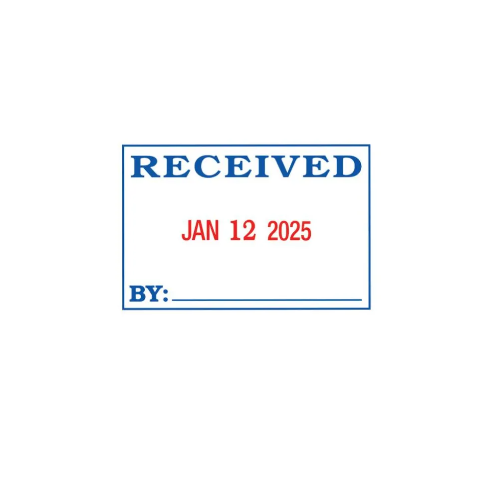 Received Date Stamp Dater, Self-Inking With Extra Pad, 1" x 1-3/4" Impression, Red And Black Ink