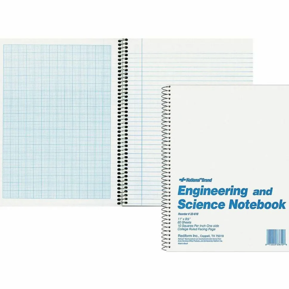 Rediform Engineering and Science Notebook - Letter - 60 Sheets - Wire Bound - Both Side Ruling Surface - 33610