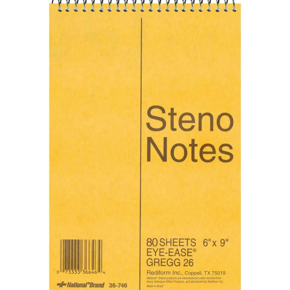 Rediform Eye-ease Steno Notebook - 80 Sheets - Wire Bound - Gregg Ruled - 16 lb Basis Weight - 6"x9" - 36746