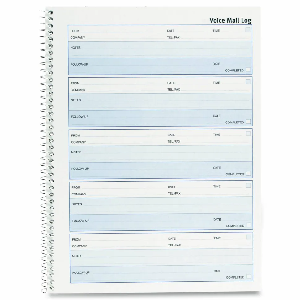 Rediform Follow-Up Voice Mail Log Book, 8" x 10 5/8", 500 Sheets, 50% Recycled, Blue