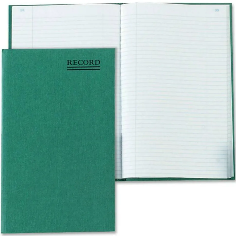 Rediform Green Cover Record Account Book - 200 Sheet(s) - Gummed - 6.25" x 9.62" Sheet Size - Green - White Sheet(s) - Green Cover - Recycled - 1 Each