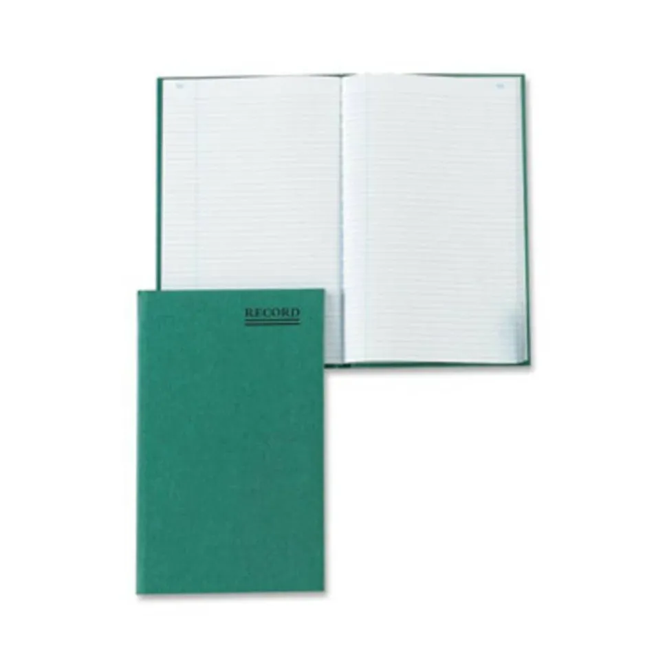 Rediform Green Cover Record Account Book - 200 Sheet(s) - Gummed - 6.25" x 9.62" Sheet Size - Green - White Sheet(s) - Green Cover - Recycled - 1 Each