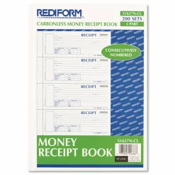 Rediform Hardbound Numbered Money Receipt Books - 200 Sheet(s) - 3 Part - Carbonless Copy - 2.75