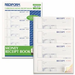 Rediform Hardbound Numbered Money Receipt Books - 200 Sheet(s) - 3 Part - Carbonless Copy - 2.75