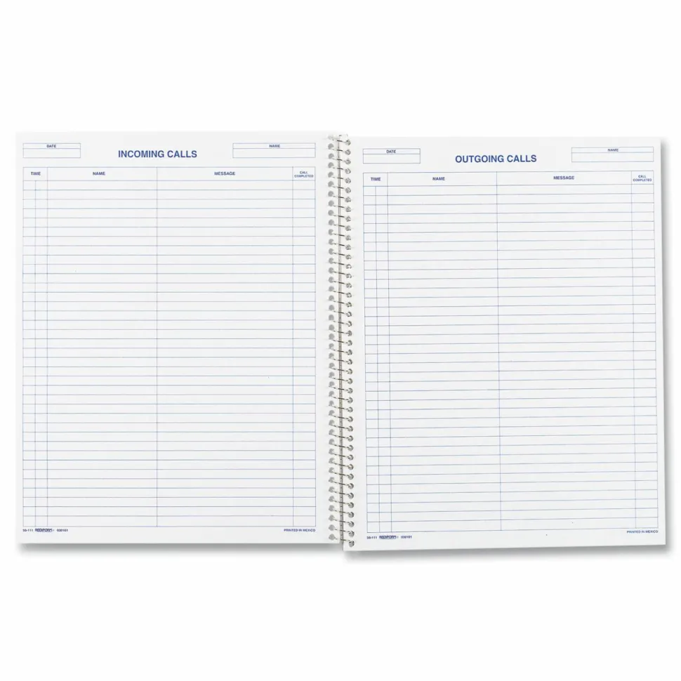 Rediform Incoming/Outgoing Call Register Book, 100 Sheets, 8 1/2" x 11"