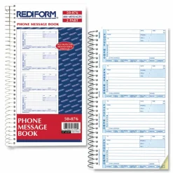 Rediform Memo Style Phone Message Book, 2 Part, Book Of 400 Messages, Blue
