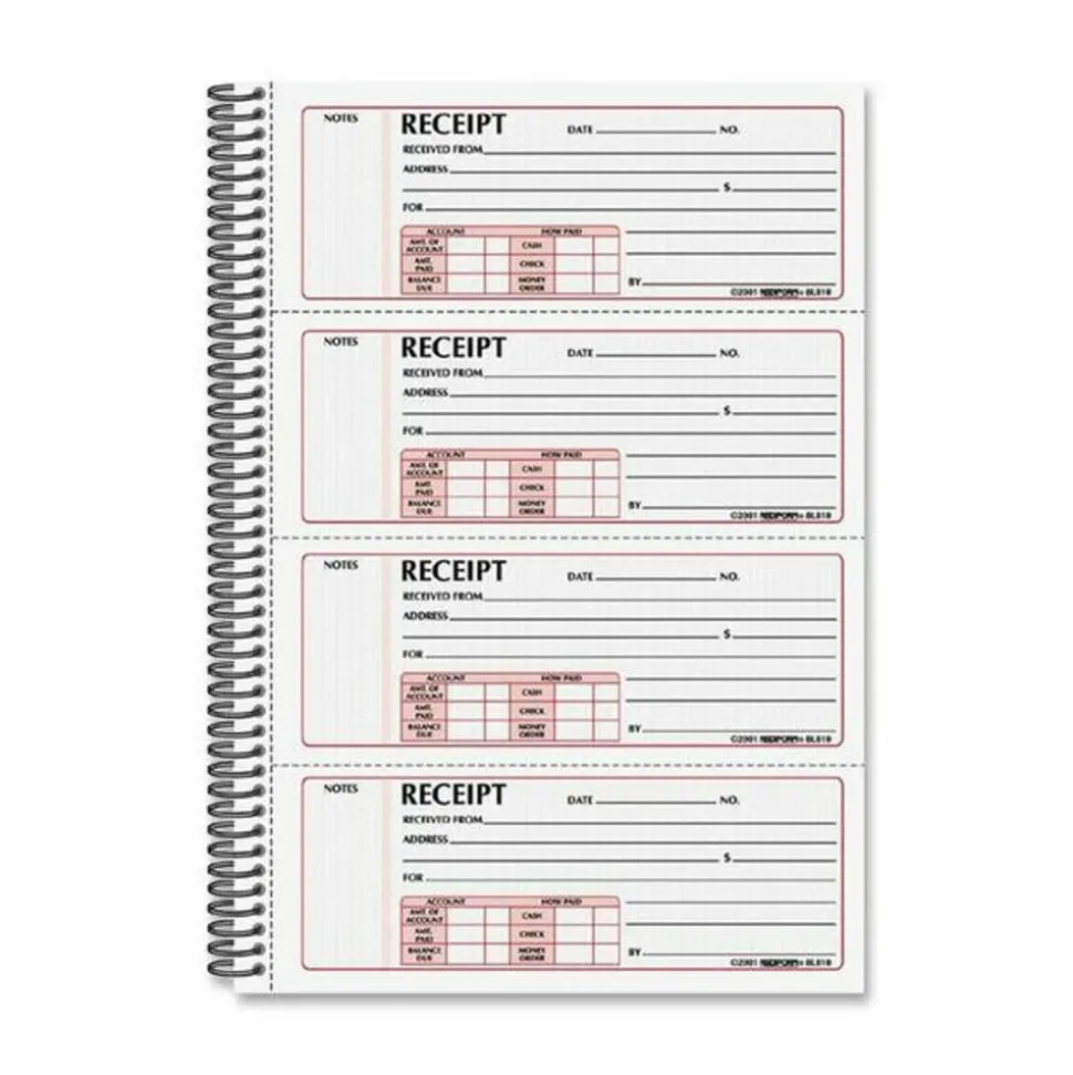 Rediform Money Receipt Book - 300 Sheet(s) - Wire Bound - 2 Part - Carbonless Copy - 7 5/8"x11" Sheet Size - 8L810