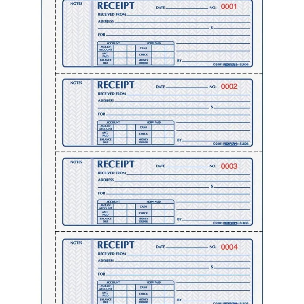 Rediform MRediform Money Receipt Collection Forms, 2-Part, Carbonless, 7" x 2 3/4", Set Of 400