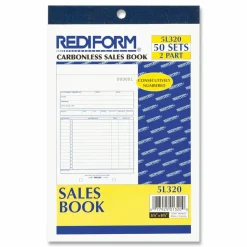 Rediform 2-Part Carbonless Sales Forms - 50 Sheet(s) - Stapled - 2 Part - Carbonless Copy - 5.50