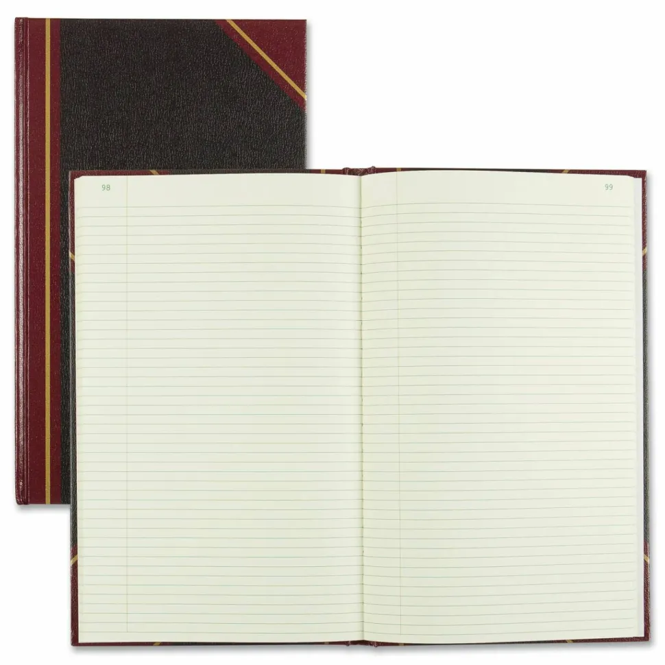 Rediform Texhide Cover Record Books with Margin - 300 Sheet(s) - Thread Sewn - 8.75"x14.25" Sheet Size - 57131