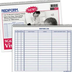 Rediform Visitor's Log Book, Letter Size (8 1/2" x 11"), 50 Sheets, 50% Recycled, Blue