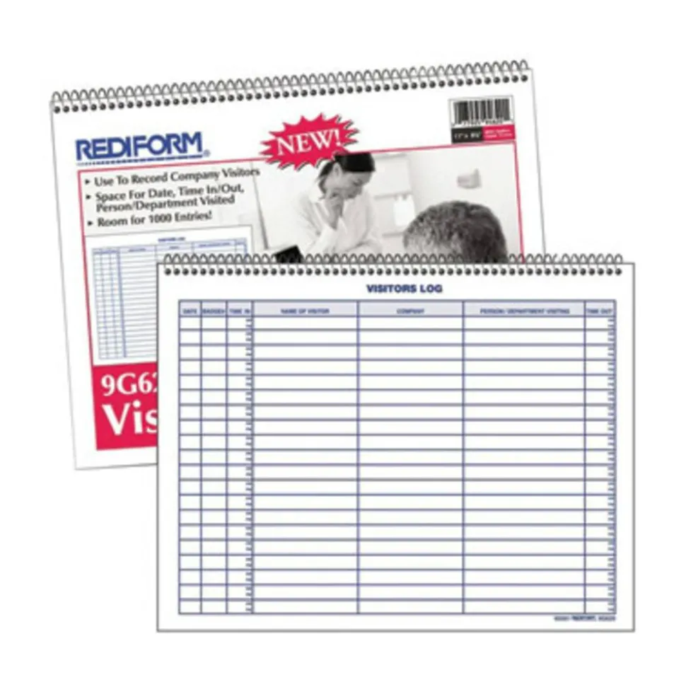 Rediform Visitor's Log Book, Letter Size (8 1/2" x 11"), 50 Sheets, 50% Recycled, Blue