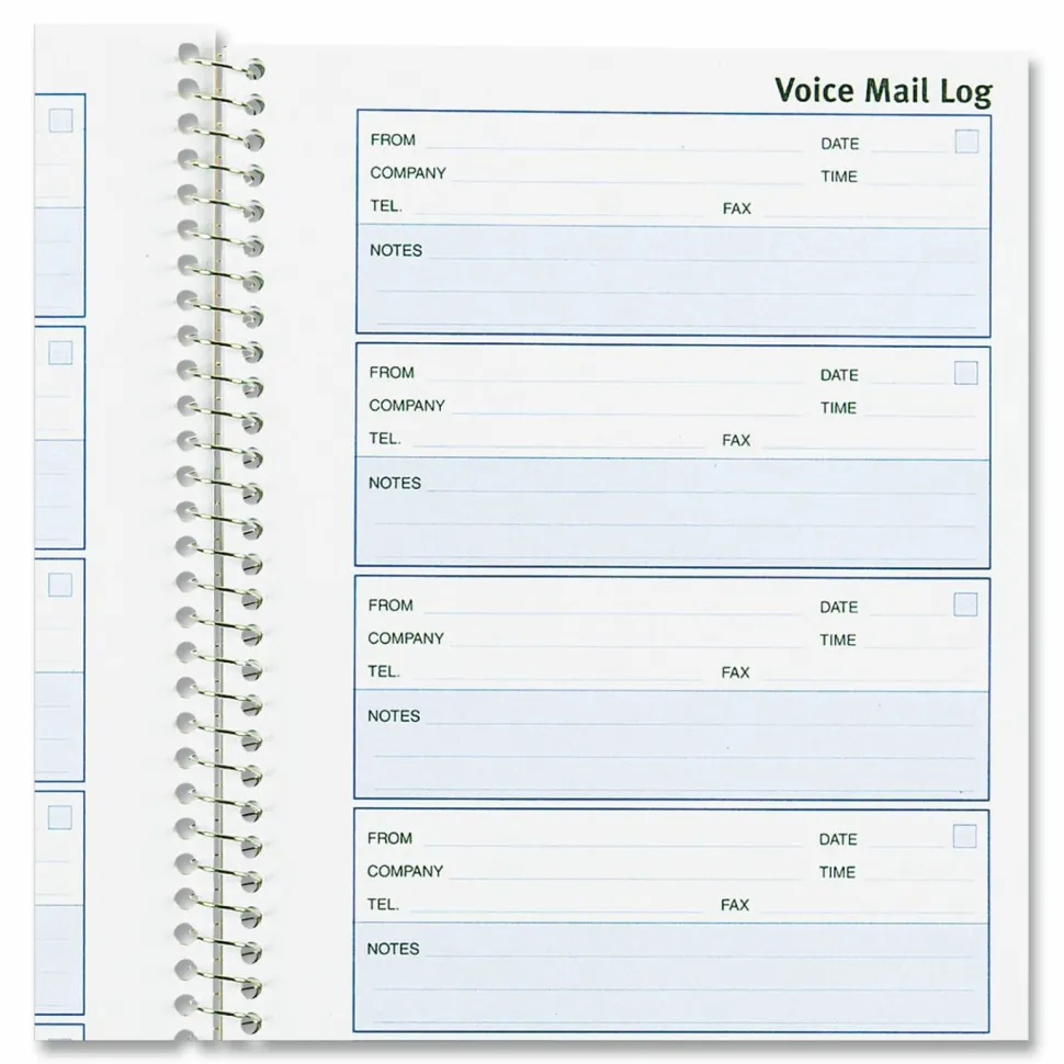 Rediform Voice Mail Log Book, 5 5/8" x 10 5/8", 600 Sheets, 50% Recycled, Blue