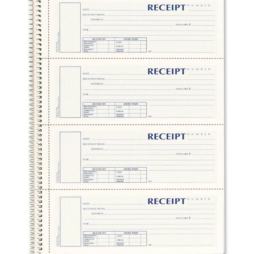 Rediform Wirebound Money Receipt Book, 3-Part, Carbonless, 2 3/4" x 7", Set Of 120