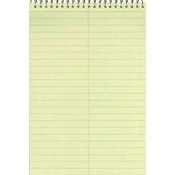 Rediform Wirebound Steno Notebook - 60 Sheets - Wire Bound Light Blue Margin - 16 lb Basis Weight - 6" x 9" - Green Paper - Brown Cover - Unpunched, Subject - 1Each