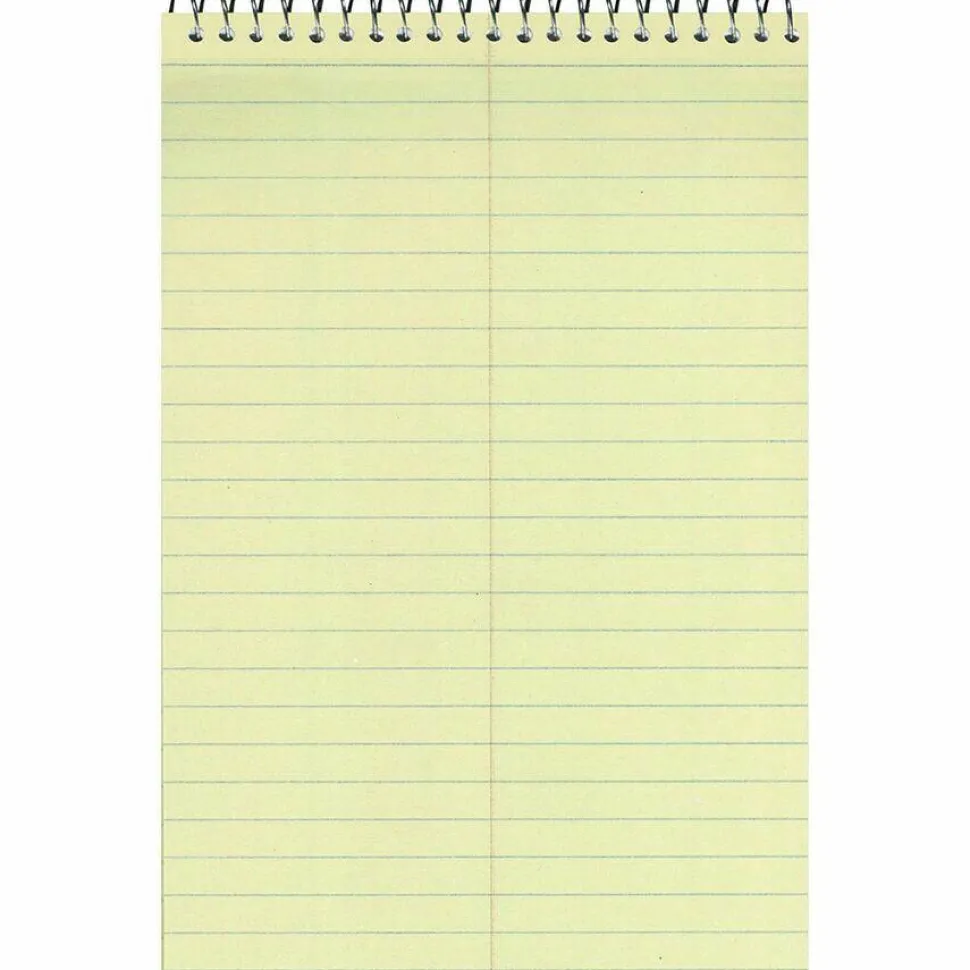 Rediform Wirebound Steno Notebook - 60 Sheets - Wire Bound Light Blue Margin - 16 lb Basis Weight - 6" x 9" - Green Paper - Brown Cover - Unpunched, Subject - 1Each