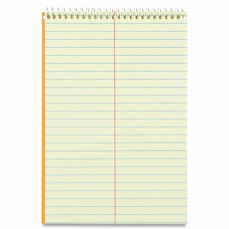 Rediform Wirebound Steno Notebook - 60 Sheets - Wire Bound Light Blue Margin - 16 lb Basis Weight - 6" x 9" - Green Paper - Brown Cover - Unpunched, Subject - 1Each
