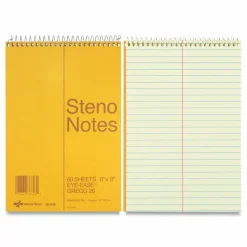 Rediform Wirebound Steno Notebook - 60 Sheets - Wire Bound Light Blue Margin - 16 lb Basis Weight - 6