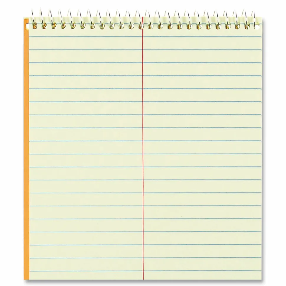 Rediform Wirebound Steno Notebook - 60 Sheets - Wire Bound Light Blue Margin - 16 lb Basis Weight - 6" x 9" - Green Paper - Brown Cover - Unpunched, Subject - 1Each