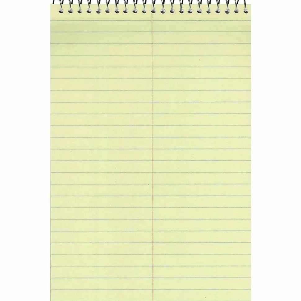 Rediform Wirebound Steno Notebook - 60 Sheets - Wire Bound Light Blue Margin - 16 lb Basis Weight - 6" x 9" - Green Paper - Brown Cover - Unpunched, Subject - 1Each