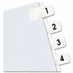 Redi-Tag Permanent Index Tabs, White, 1-10 & 3 Blank Per Set, 8 Sets, 104 Total Tabs