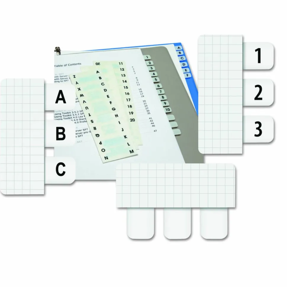 Redi-Tag Permanent Index Tabs, Alphabetical A-Z, Side, White, 4 Sets, Pack Of 104 Tabs