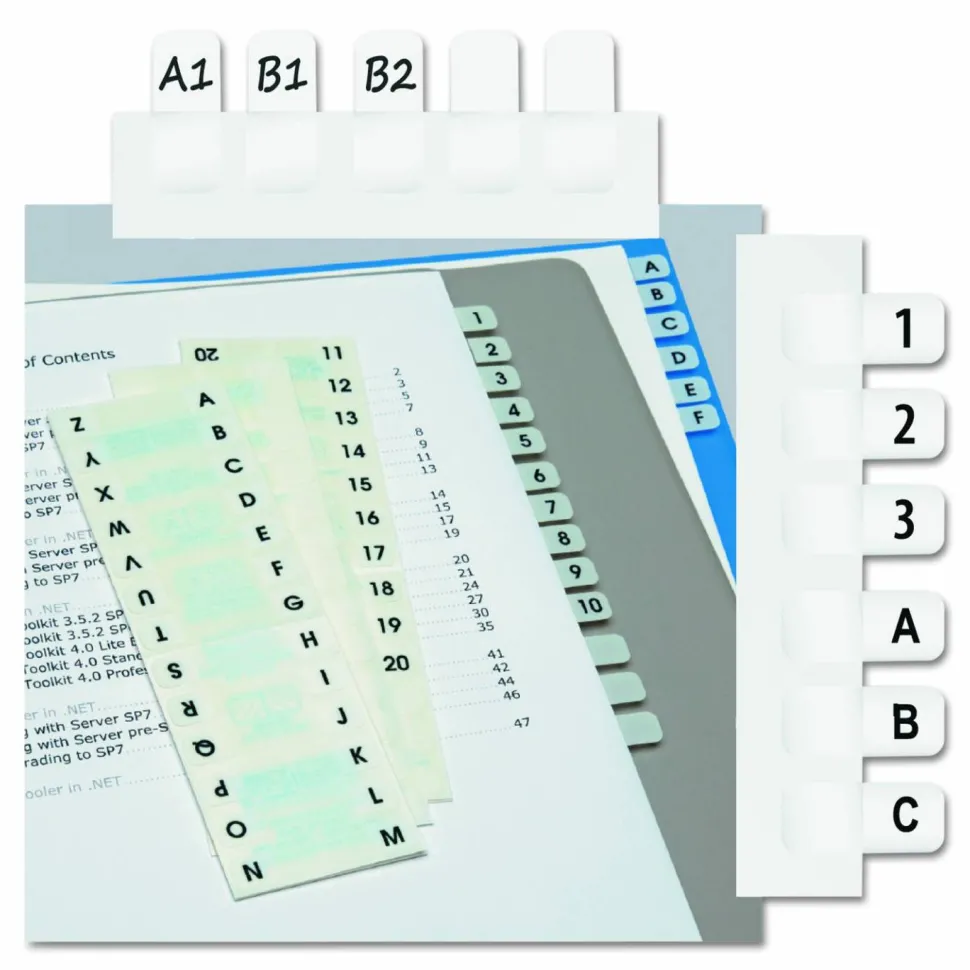Redi-Tag Permanent Index Tabs, Alphabetical A-Z, Side, White, 4 Sets, Pack Of 104 Tabs