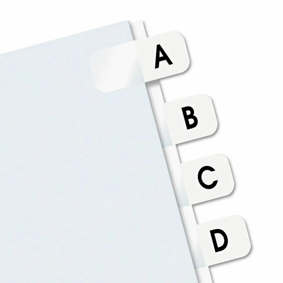 Redi-Tag Permanent Index Tabs, Alphabetical A-Z, Side, White, 4 Sets, Pack Of 104 Tabs
