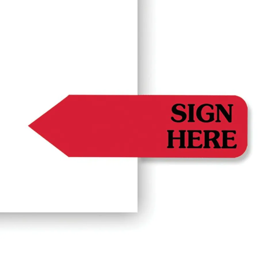 Redi-Tag Preprinted Signature Flags Refill, "SIGN HERE", Red, Removable, 120 Flags Per Roll, 6 Rolls
