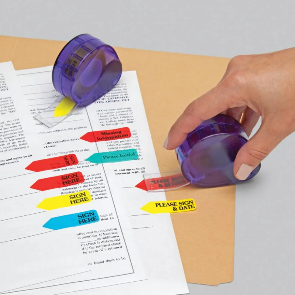 Redi-Tag Preprinted Signature Flags In Dispenser, SIGN HERE, Yellow