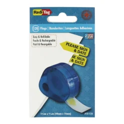 Redi-Tag Preprinted Signature Flags In Dispenser, PLEASE SIGN & DATE, Yellow
