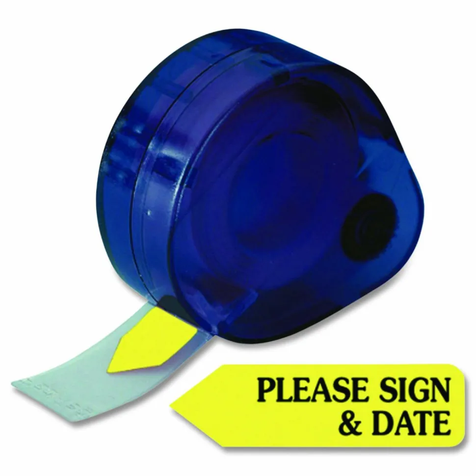 Redi-Tag Preprinted Signature Flags Refill, "PLEASE SIGN & DATE", Yellow, Removable, 120 Flags Per Roll, 6 Rolls