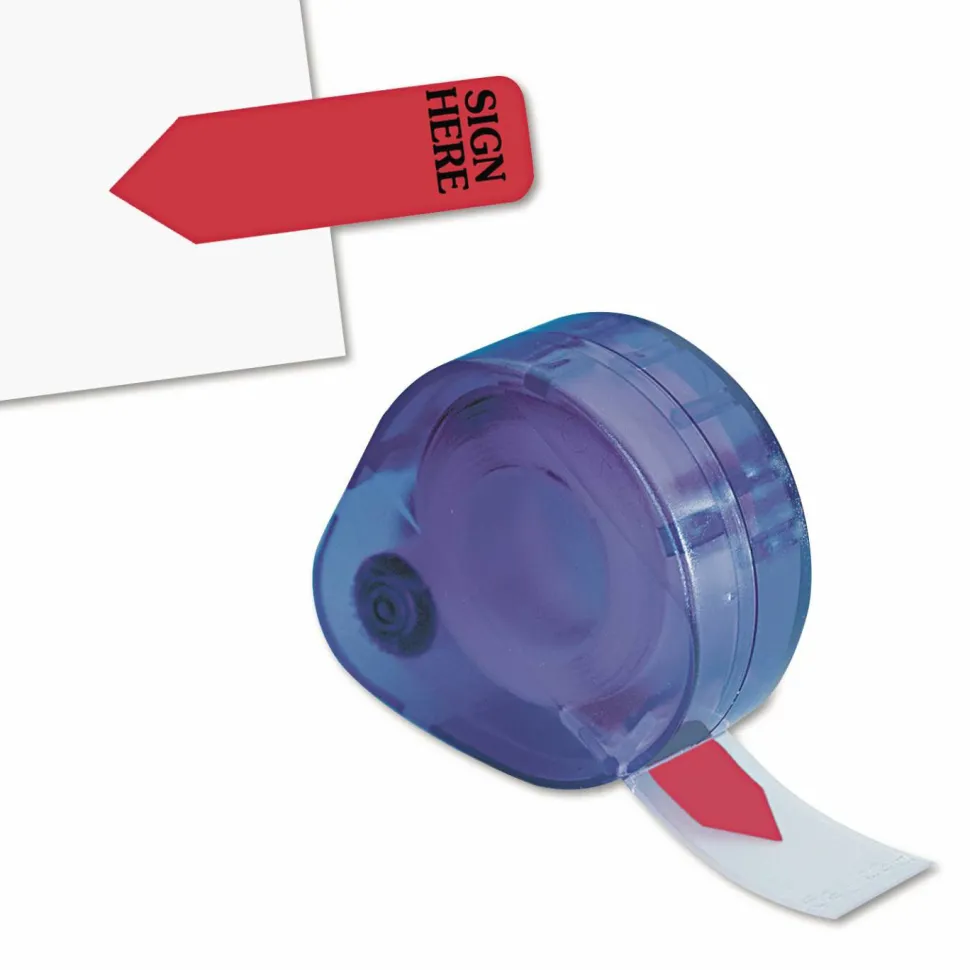 Redi-Tag Preprinted Signature Flags In Dispenser, SIGN HERE, Arrow, Red