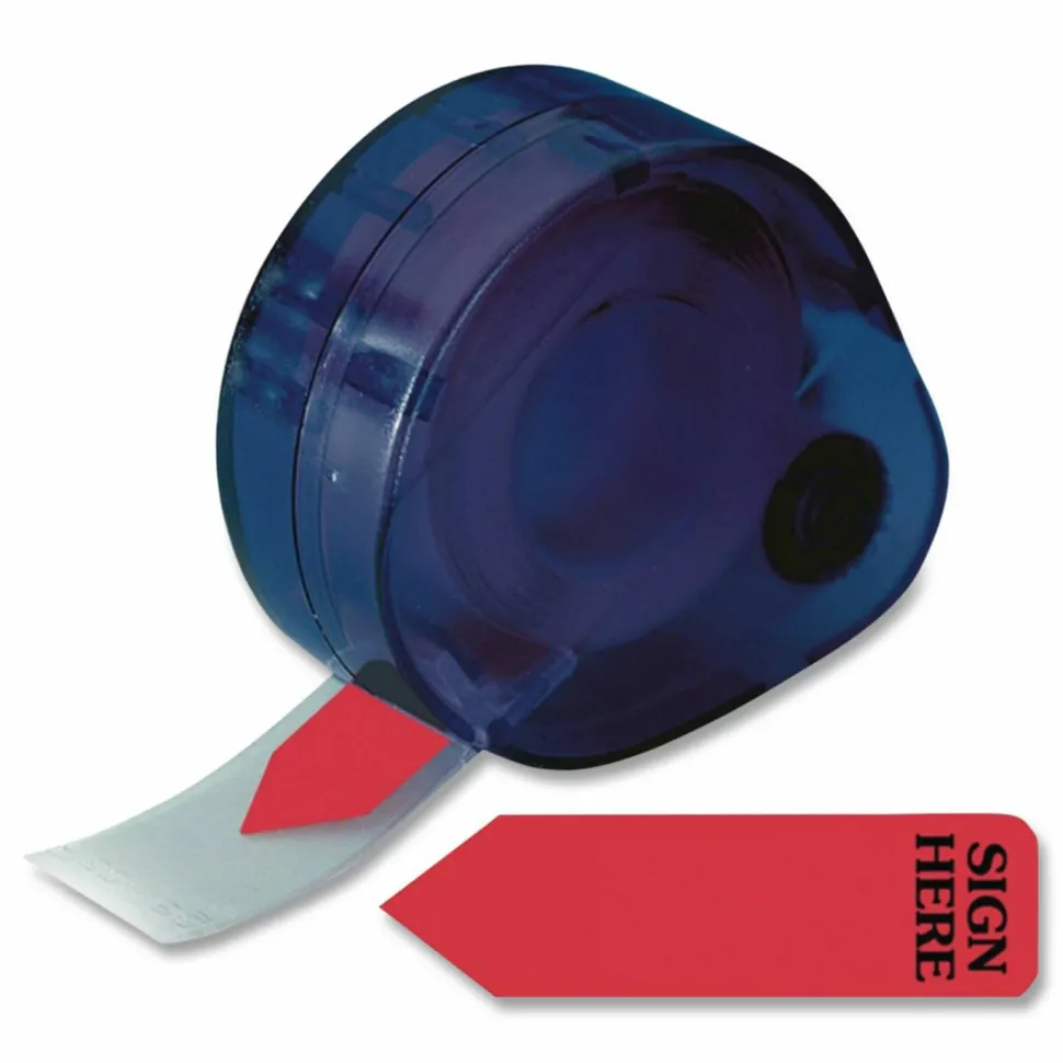 Redi-Tag Preprinted Signature Flags In Dispenser, SIGN HERE, Arrow, Red