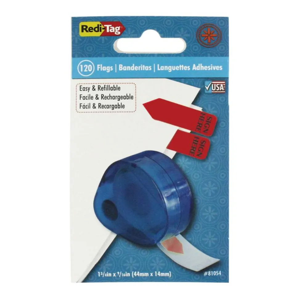 Redi-Tag Preprinted Signature Flags In Dispenser, SIGN HERE, Arrow, Red