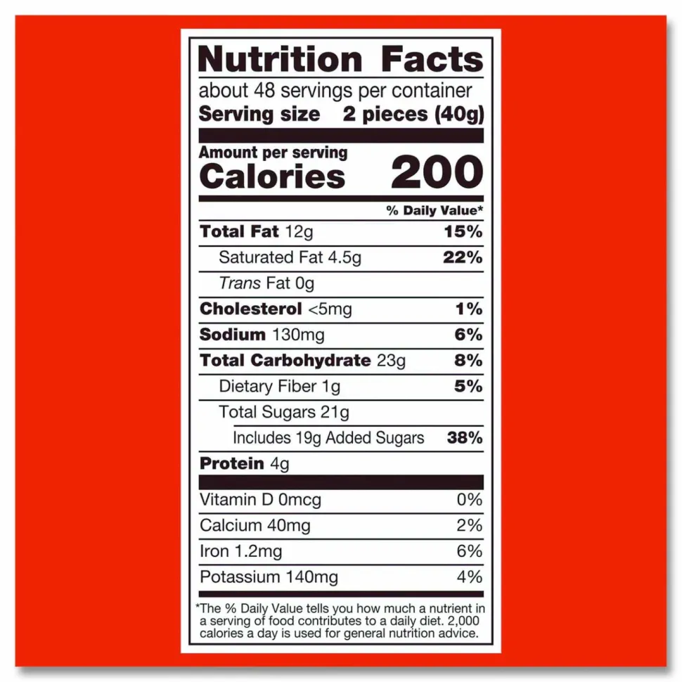 Reese's Peanut Butter Cups Bar, Full Size, 1.5 oz Bar, 2 Cups/Bar, 36 Bars/Box