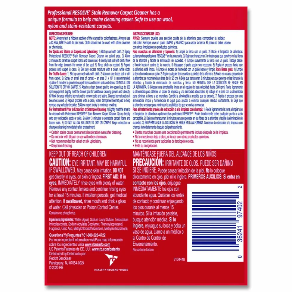 Resolve Professional Spot & Stain Carpet Cleaner, 32 Oz Bottle